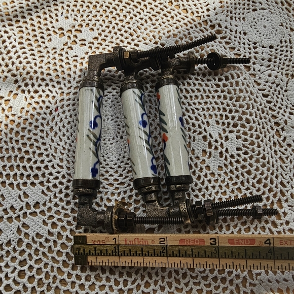 Polish Pottery Pull Handles For Cabinet Set Of 3 Used - Picture 7 of 8